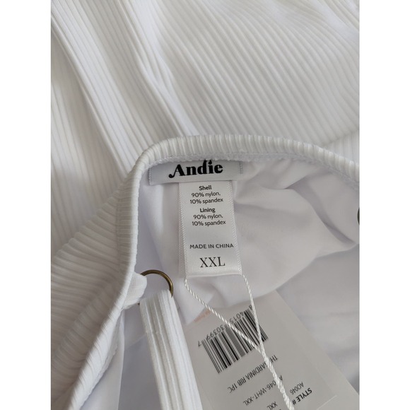 Andie Swim White Ribbed One Piece Swimsuit Sardinia - Picture 9 of 10